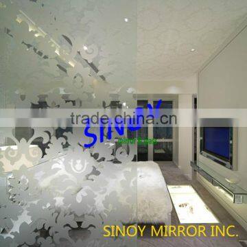 Acid etched glass! morden acid etched glass! decor acid etched glass with quality