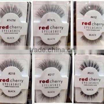 Wholesale human hair eyelashes custom made human hair red cherry eyelashes