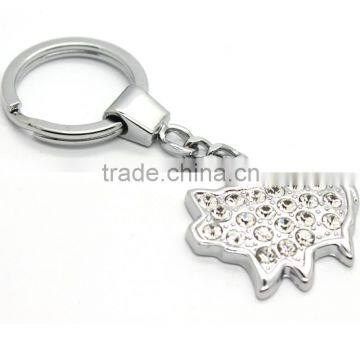 Crystal Diamond Metal Pig shaped keychain