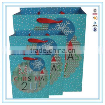 2015 wholesale blue paper bag christmas paper bag gift paper bag