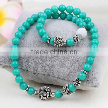 dyed blue jade beads bracelet for women