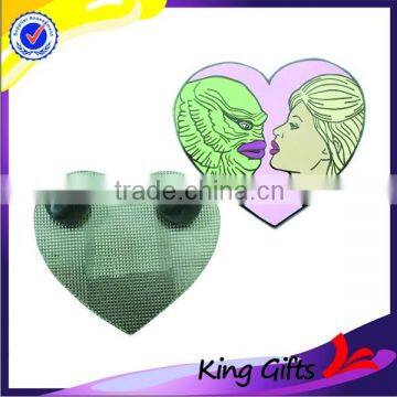 Custom silver heart shaped enamel metal lapel pin