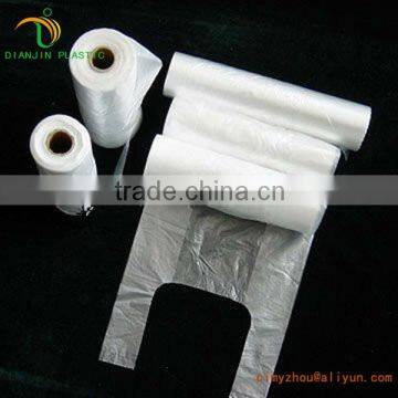 virgin material transparent t-shirt bags on roll for grocery