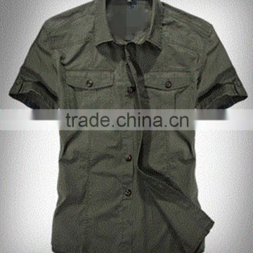 2016 latest design high quality pure cotton mens short sleeves work shirts for Summer