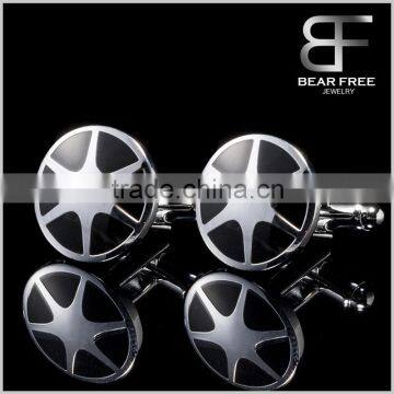 Simple Style Round Mens Business Enamel Cufflinks Star Texture Wholesale