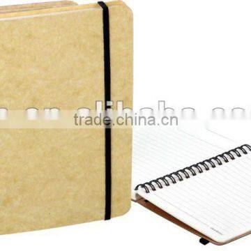 Spiral notebook with elastic band white paper