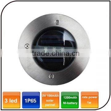 Powered by ni-mh battery 3 LED White Light Outdoor Garden Decking Lamp Solar Ground light