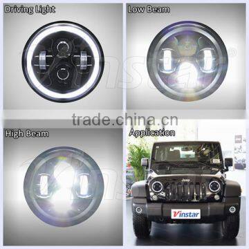 7" Round Angel Eyes Led halo Headlight For Jeep LED Projector Headlights For Jeep Wrangler