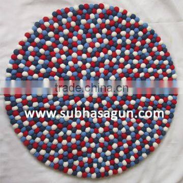 Custom Wholesale round Felt Ball Rugs Handmade in Nepal