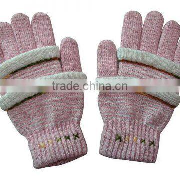 100% acrylic knitted jacquard magic hand massage gloves