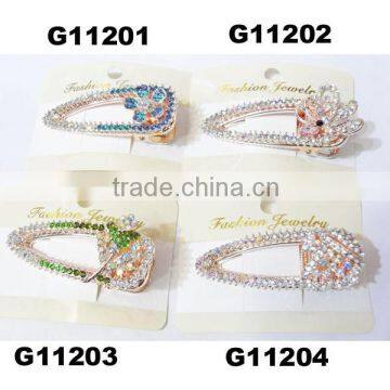 wholesale ladies fancy rhinestone metal hair clips from korea