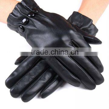 black fashion dresses women fake leather winter warm gloves