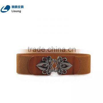 Fashion Women Elastic Leather Belt Strap With Buckling Closing