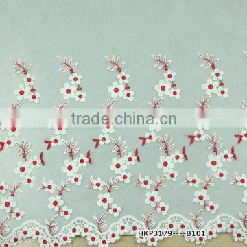 Plum Blossom pattern embroidery design double edged saree border decorative lace trim