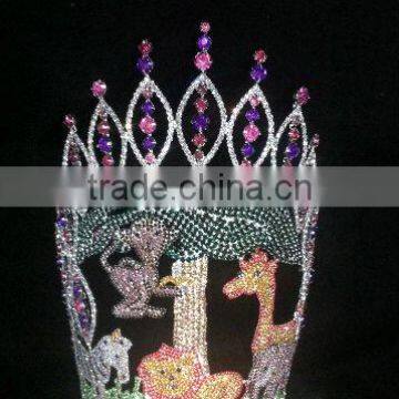 christmas animal rhinestone and crystal full round pageant crowns
