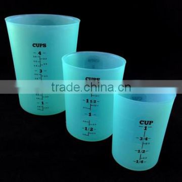 food grade silicone kitchen measuring cup set of 3, 1 cup/2 cup/4 cups