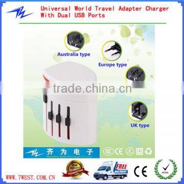 Multifunction Universal Worldwide USB World Travel Adapter Charger With Dual USB Ports