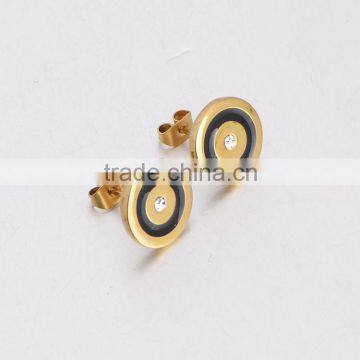 Korean Style Zircon Circular Stainless Steel tide Earrings