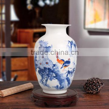 Chinese decal ceramic blue and white cheap flower vase