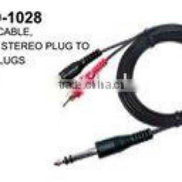 AUDIO CABLE,6.35MM STEREO PLUG TO 2RCA PLUGS