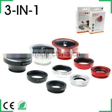 Universal Clip 0.65X Wide Angle Lens 185 Degree Fish Eye Lens 10X Macro Lens