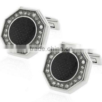 Moise Stainless Steel Cubic Zirconia and Carbon Fiber Inlay Cufflinks Case