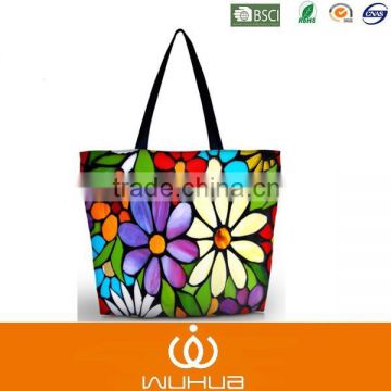 big flower printing wholesale eco friendly canvas bag