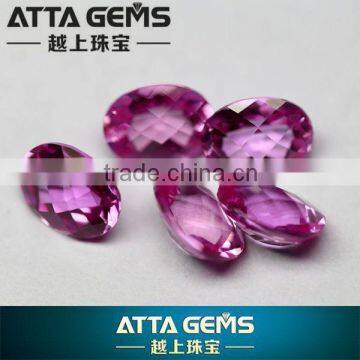 Hot sale oval cut checkerboard synthetic pink sapphire price