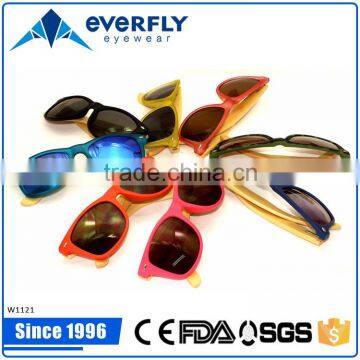 High Quality CE FDA Wholesale Beautiful Fancy Color TR90 Front Sunglasses Bamboo Wooden Sunglasses Mirror Lens