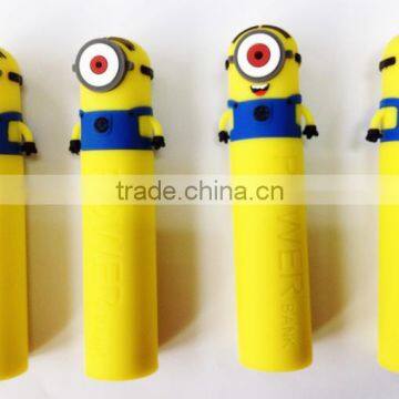 2014 New PVC Cartoon Minions Style Mobile Power Bank 2000mah/2200mah/2600mah