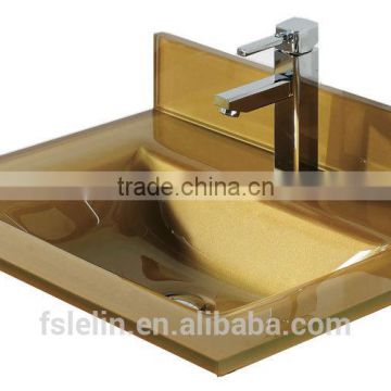 Foshan glass cabinet basin for wall mounted bathroom cabinet glass wash basin vanity LH-171