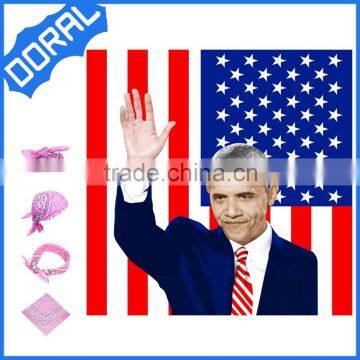 Wholeslae cheap america president pattern printed cotton square bandana