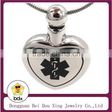 Perfume Bottle Jewelry Supplier Wholesales High Quality Stainless Steel Waterdrop Heart Memorial Keepsake Cremation Urn Pendant