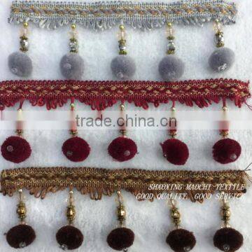 Wholesale Curtain Lace Soft Ball Tassel Fringes for Home Textile Accessory