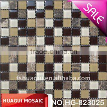 HG- 823025 Dark emperador marble mix glass mosaic frosted/matte Brown wall tilles