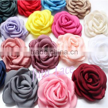 Satin singed burning rose flower - artificial silk fabric chiffon flowers wedding hair accessories Wholesale