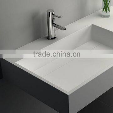 Modern Type Bathroom Solid Surface Basin, Aritificial Stone Solid Surface Acrylic Wall Hang Wash Basins photo-2