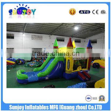 Hot selling popular small crayon combo inflatable bouncer combo for kids play