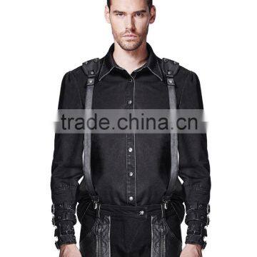 New Men Spine Jacket Top Black Goth Punk DieselPunk