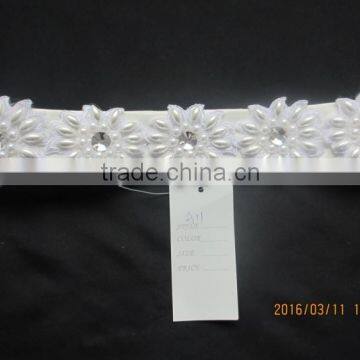 Wholesale bridal dress rhinestone applique lace crystal beaded wedding dress belt for decoration