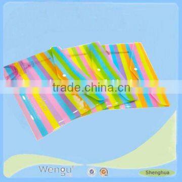 colorful rainbow plastic Stripe envelope folder ,pp file folder with botton