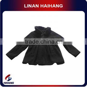 kids clothing of black wool with long sleeve fashion coats sweet girl