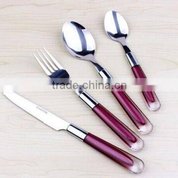 24PCS Plastic Handle Inox Silver Cutlery Set