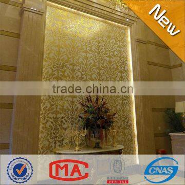 JY-P-D01 Luxurious damascus mural pattern in imitation gold leaf glass mosaic tile for hotel backplash