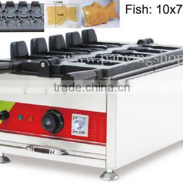 (2 in 1) 5pcs Fish Waffle Commercial Use Non-stick 110v 220v Electric Icecream Taiyaki Baker + Batter Dispenser