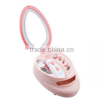 Professional manicure pedicure set with dressing mirror and LED light design