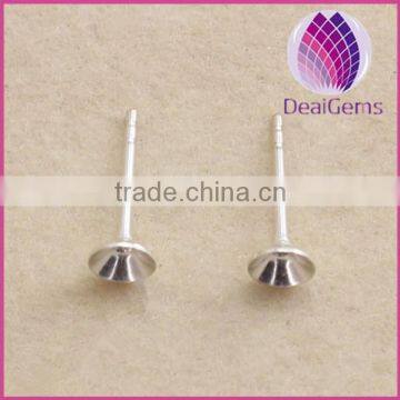 Wholesale 925 sterling silver pearl earring tud cap pin finding