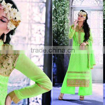 Indian Designer Salwar Work With Net Suit Neck Border Wear Corner Borders Salwar Kameez photo-6