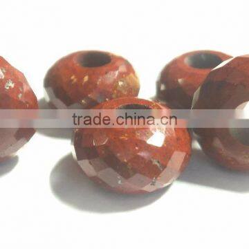 Natural Red Jasper Faceted Handmade Roundel Big Hole Beads