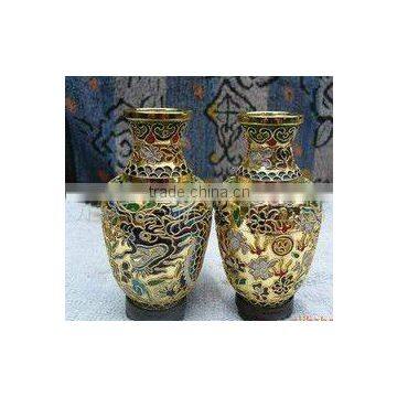 China Vintage Cloisonne Enamel Gold-Plating Flower Vase